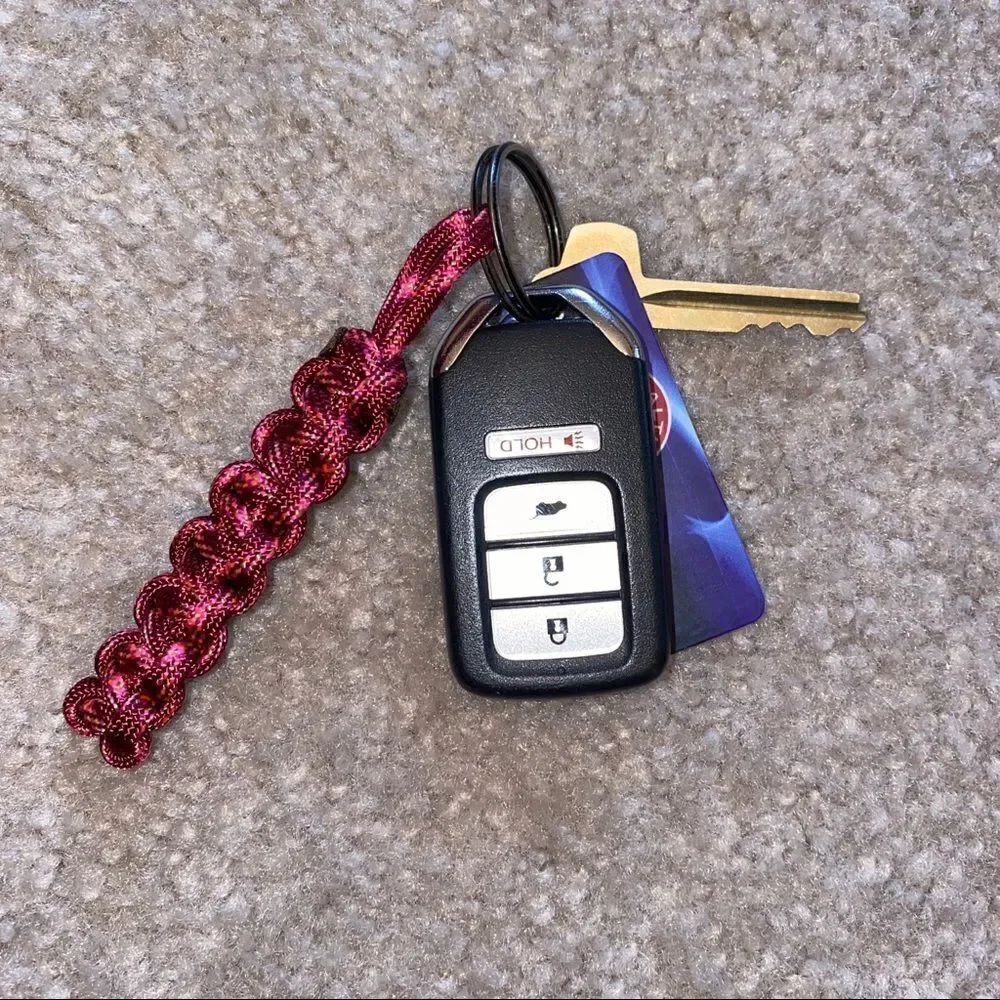 Paracord Keychain Bright Pink NEW Hiking Sporty Handmade USA